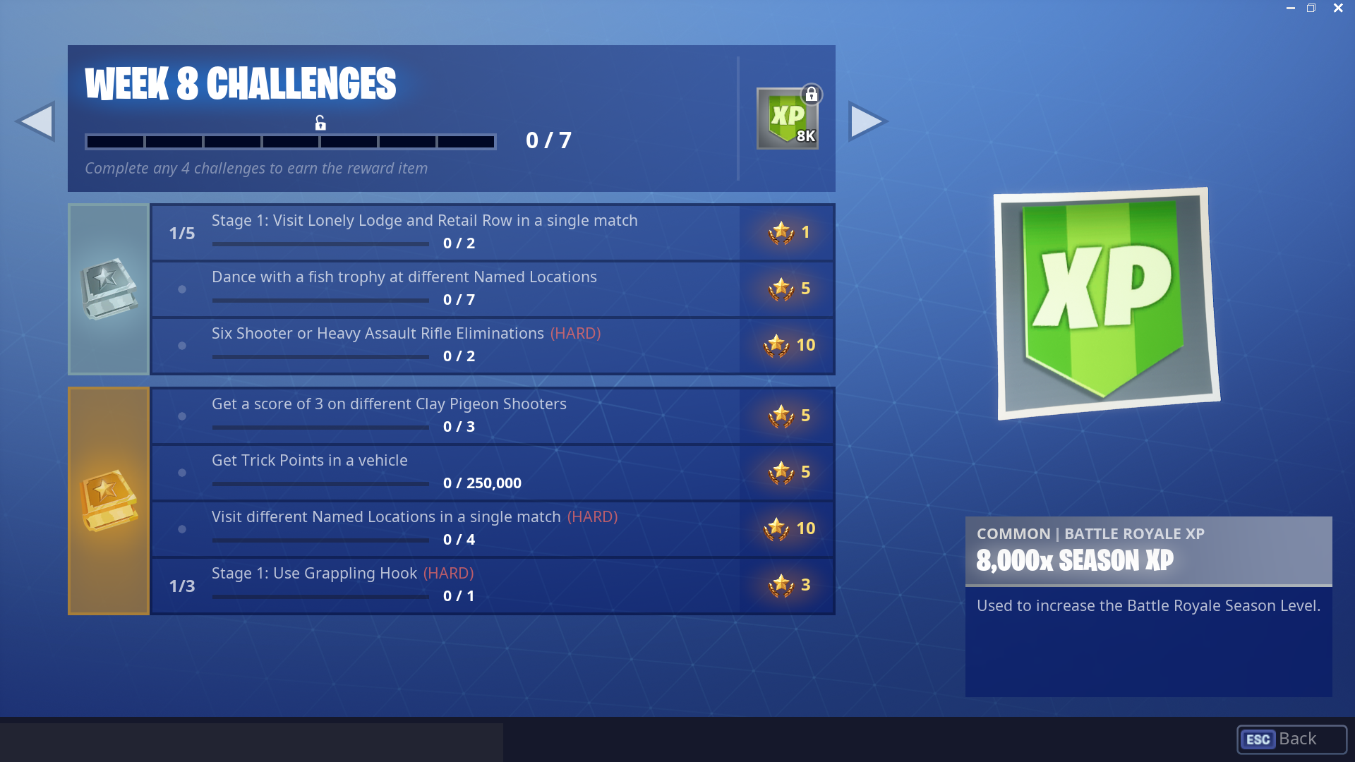 battle pass challenges and solutions for fortnite battle royale week 8 season 6 fortnite news and statistics ss1 - week 6 background fortnite season 8